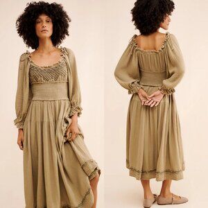 Free People Long Sleeve Toledo Embroidered Midi Dress